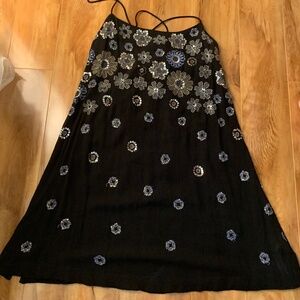 Black embellished free people slip dress